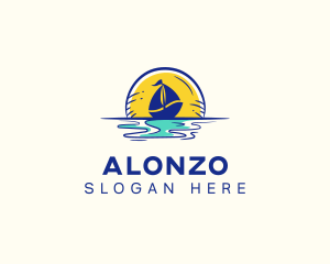 Sea Sailing Boat  logo design