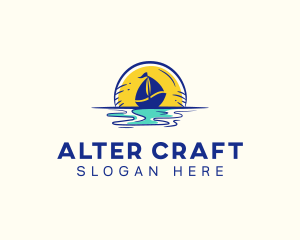 Sea Sailing Boat  logo design