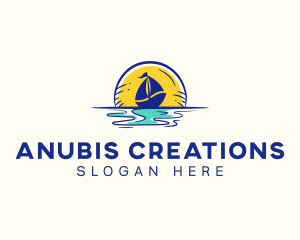 Sea Sailing Boat  logo design