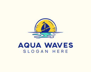 Sea Sailing Boat  logo design