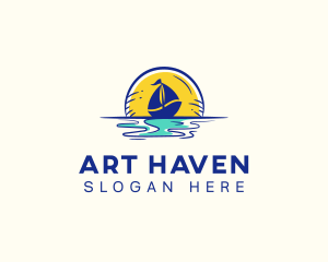 Sea Sailing Boat  logo design