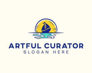 Sea Sailing Boat  logo design