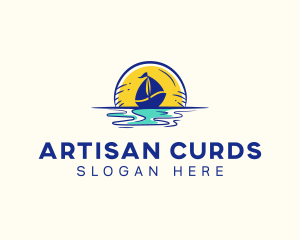 Sea Sailing Boat  logo design