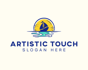 Sea Sailing Boat  logo design