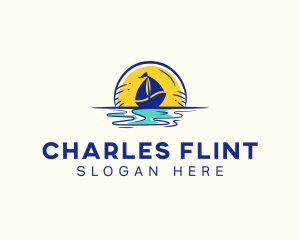 Sea Sailing Boat  logo design