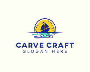 Sea Sailing Boat  logo design