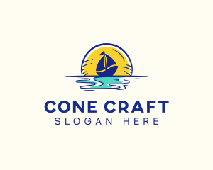 Sea Sailing Boat  logo design