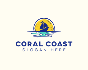 Sea Sailing Boat  logo design