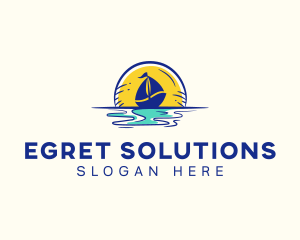 Sea Sailing Boat  logo design