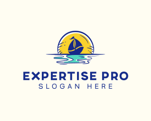 Sea Sailing Boat  logo design