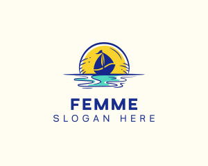 Sea Sailing Boat  logo design