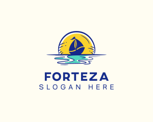 Sea Sailing Boat  logo design