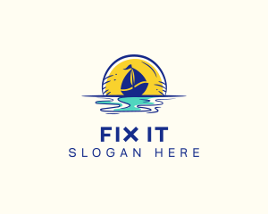 Sea Sailing Boat  logo design