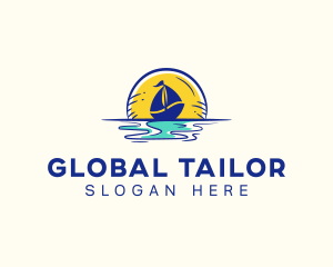 Sea Sailing Boat  logo design