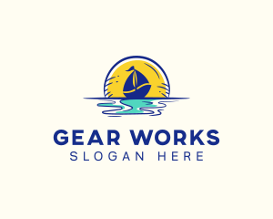 Sea Sailing Boat  logo design