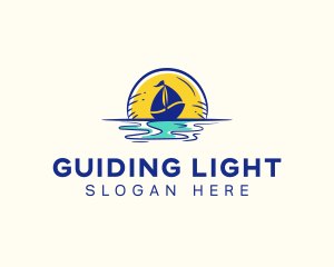 Sea Sailing Boat  logo design