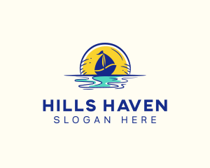 Sea Sailing Boat  logo design