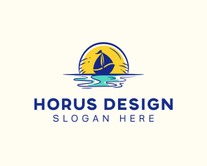 Sea Sailing Boat  logo design