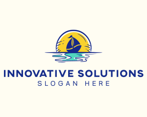 Sea Sailing Boat  logo design