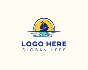 Sea Sailing Boat  logo design