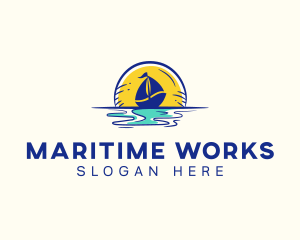 Sea Sailing Boat  logo design