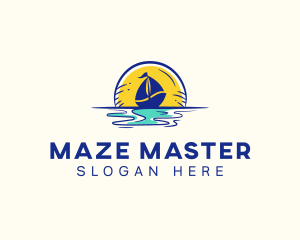 Sea Sailing Boat  logo design