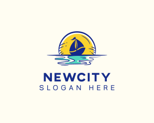 Sea Sailing Boat  logo design