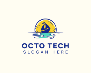 Sea Sailing Boat  logo design