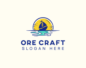 Sea Sailing Boat  logo design