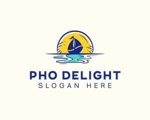 Sea Sailing Boat  logo design