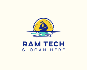 Sea Sailing Boat  logo design