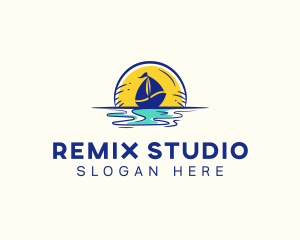 Sea Sailing Boat  logo design