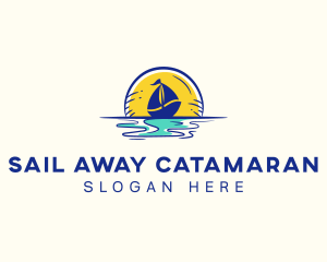 Sea Sailing Boat  logo design