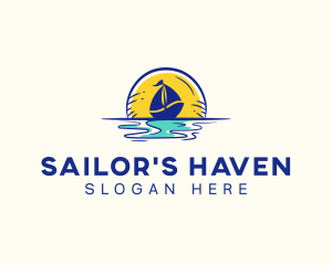 Sea Sailing Boat  logo design