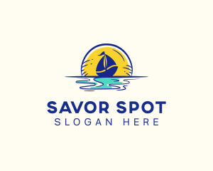 Sea Sailing Boat  logo design