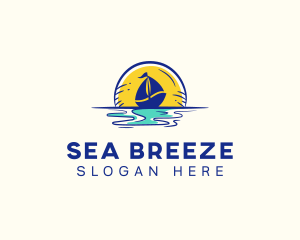 Sea Sailing Boat  logo design