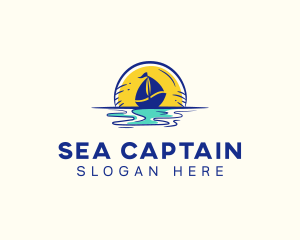 Sea Sailing Boat  logo design