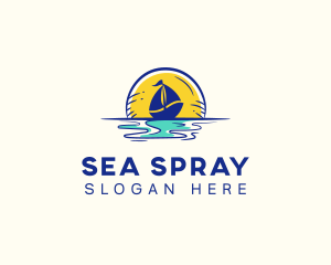 Sea Sailing Boat  logo design