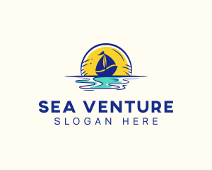 Sea Sailing Boat  logo design