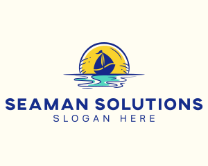 Sea Sailing Boat  logo design