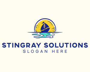 Sea Sailing Boat  logo design