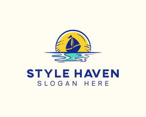 Sea Sailing Boat  logo design