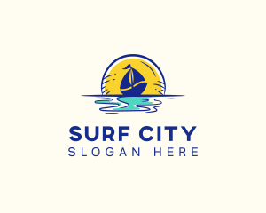 Sea Sailing Boat  logo design