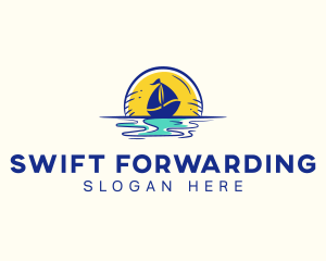 Sea Sailing Boat  logo design