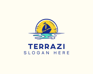 Sea Sailing Boat  logo design