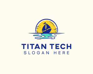 Sea Sailing Boat  logo design