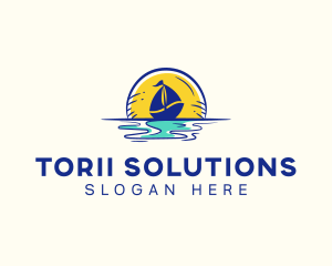 Sea Sailing Boat  logo design