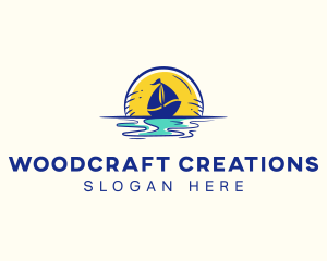 Sea Sailing Boat  logo design