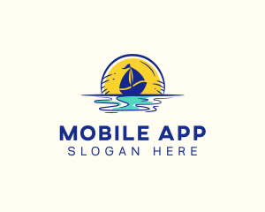 Sea Sailing Boat  logo design