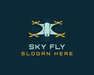 Flying Drone Quadcopter logo design